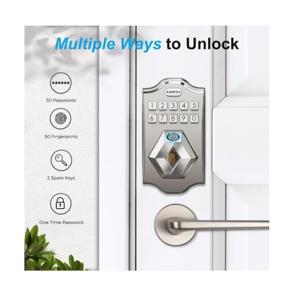 Smart Keypad &‎ Fingerprint Door Lock By Kanfox - Picture 1 of 7